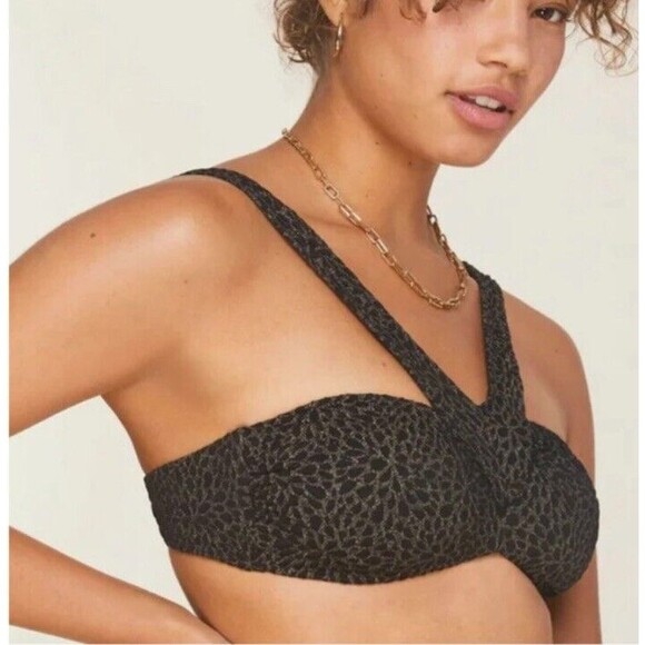 New! Andie Swim X Demi Moore The Monaco Swim Top Lurex Floral Jacquard Size XS - Picture 1 of 14